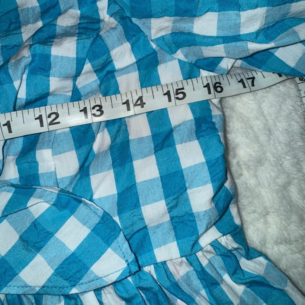 Lilly Pulitzer Blue Checkered Puff Sleeve Blouse Size 4 - Picture 2 of 7